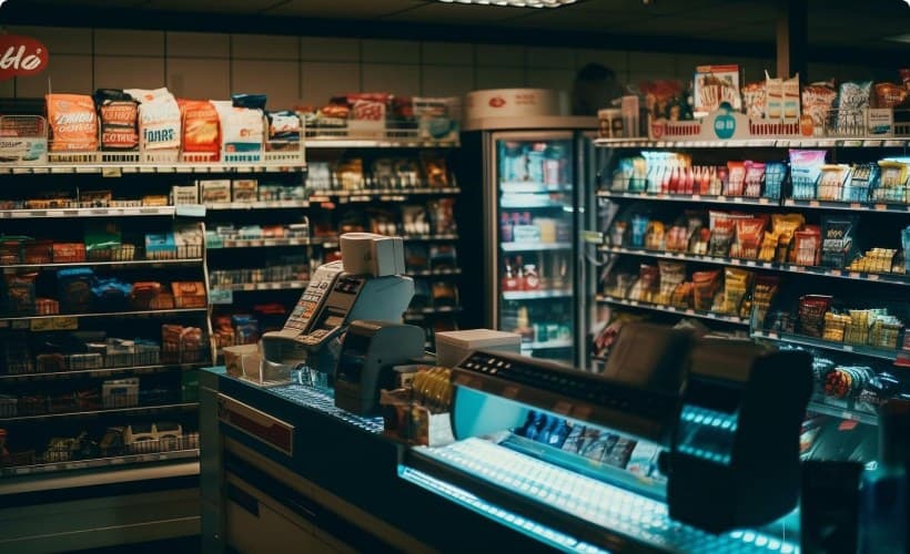 Convenience store counter and chilled display
